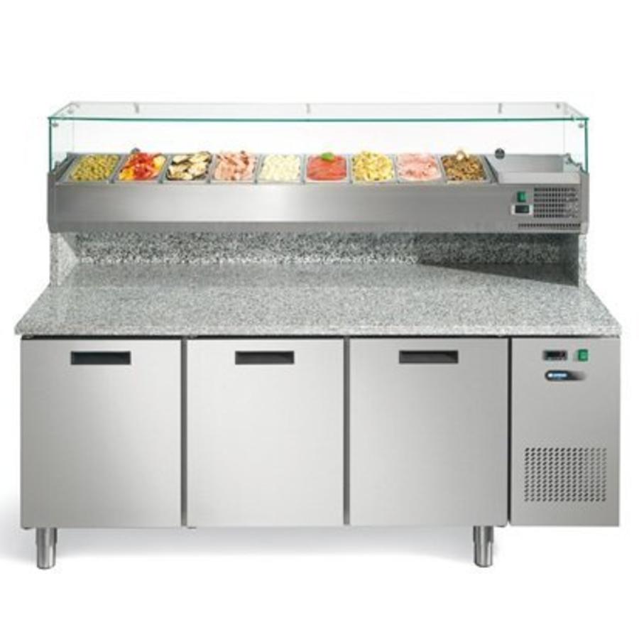 Pizza-Werkbank aus Edelstahl mit 3 Türen 193x80x147 cm