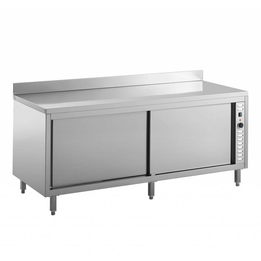 Plate warming cabinet with splashback | 160x70x85 cm (wxdxh)