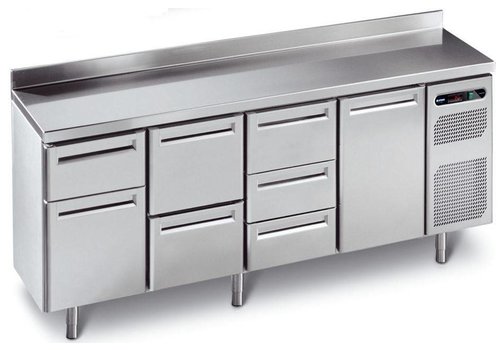  Afinox Établi à refroidissement forcé en acier inoxydable avec 4 portes | 230 x 70 x 90 cm 