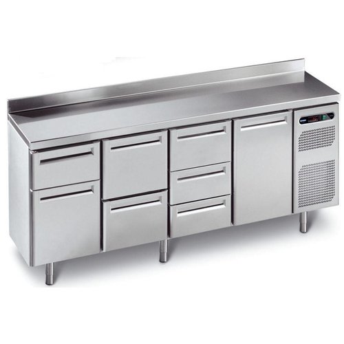  Afinox Établi à refroidissement forcé en acier inoxydable avec 4 portes | 230 x 70 x 90 cm 