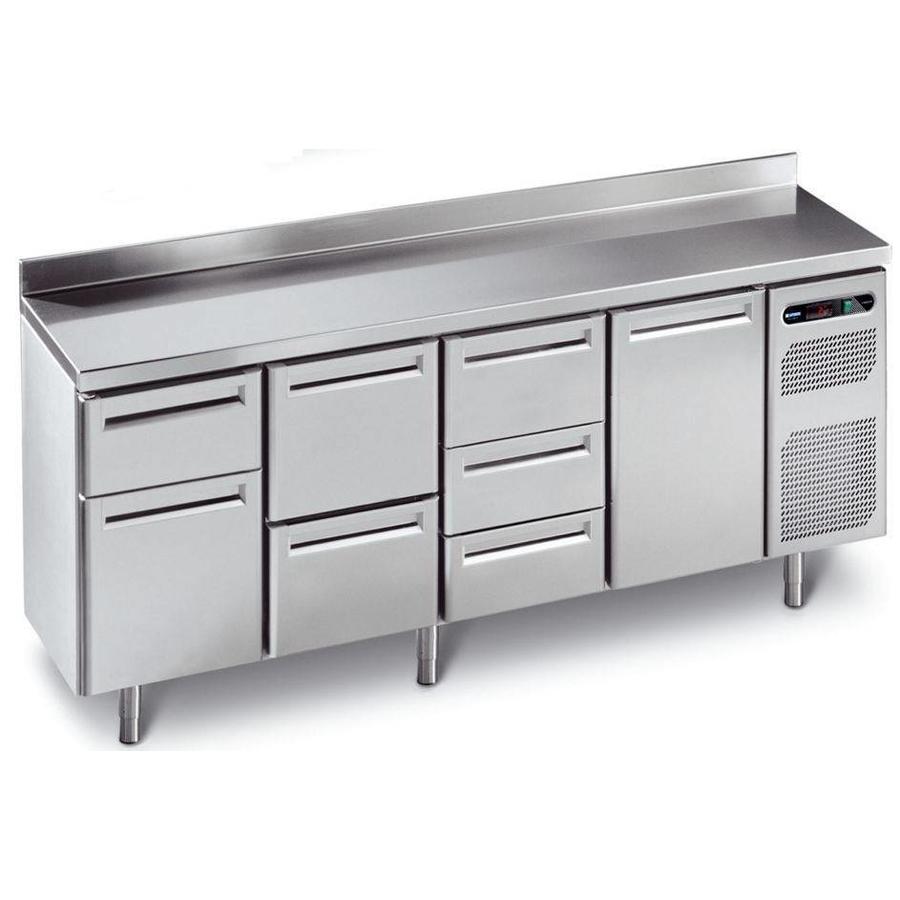 Forced cooling workbench stainless steel with 4 doors | 230x70x90cm