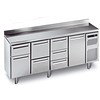 Afinox Établi réfrigéré en acier inoxydable avec 4 portes automatiques | 230 x 70 x 86 cm