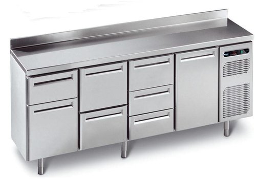  Afinox Refrigerated workbench stainless steel with 4 automatic doors | 230x70x86cm 