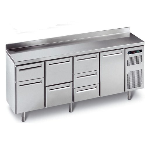 Afinox Établi réfrigéré en acier inoxydable avec 4 portes automatiques | 230 x 70 x 86 cm 