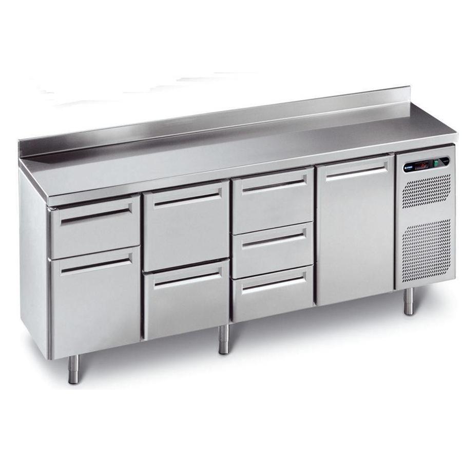 Edelstahl-Kühlwerkbank mit 4 automatischen Türen | 230 x 70 x 86 cm