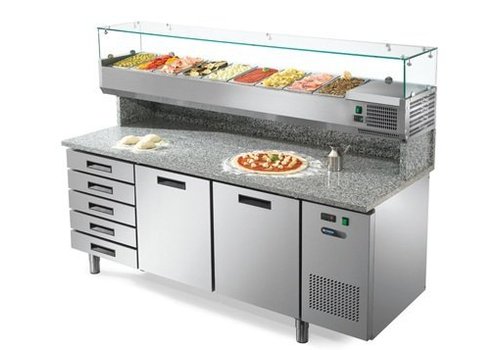  Afinox Établi à pizza avec tiroirs et 2 portes 192x80x147 cm 