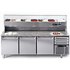 Afinox Établi à pizza en acier inoxydable avec 3 portes et 3 tiroirs 215x80x104 cm