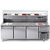 Afinox Pizzawerkbank RVS met 3 deuren en 3 laden 215x80x104 cm