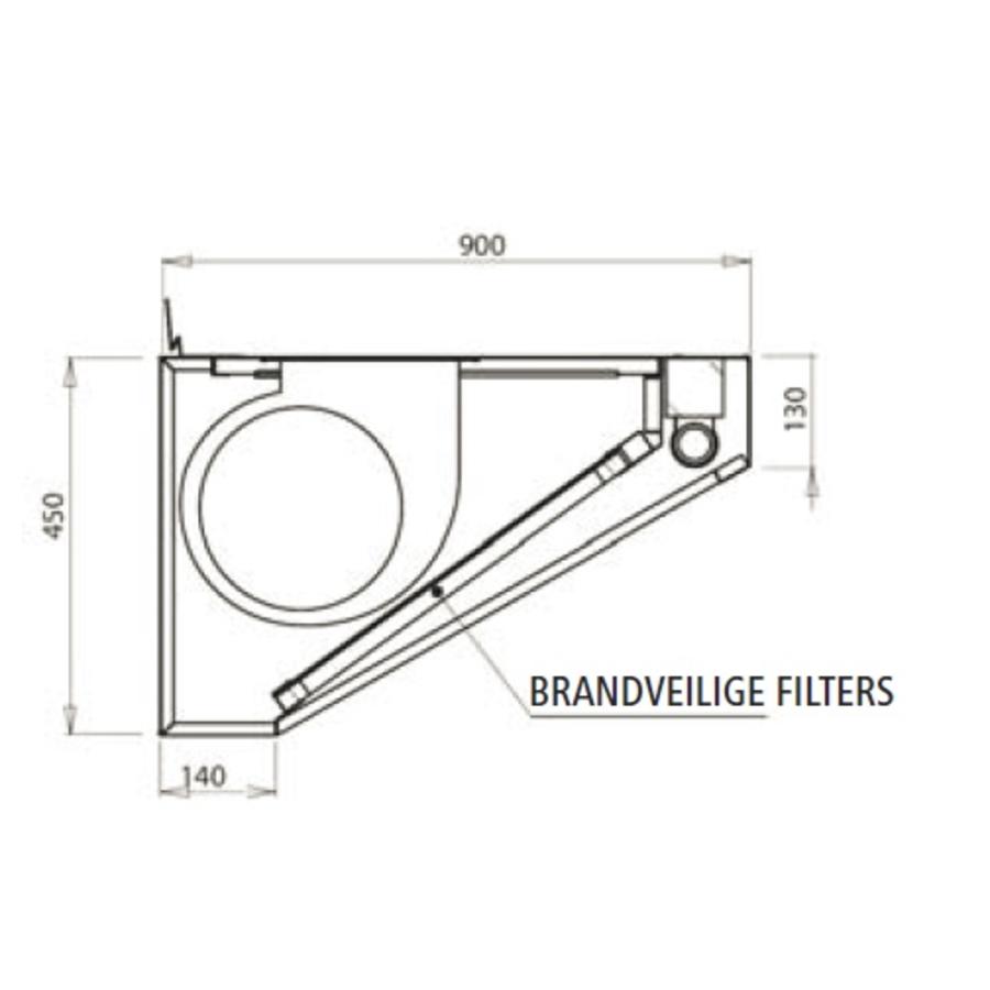 Extractor hood Commercial kitchen | with motor | 130x90x45 cm