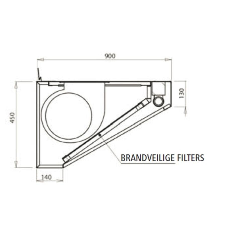 Hotte aspirante en acier inoxydable avec moteur | 150x90x45 cm