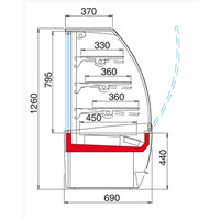 Wall-mounted cooling furniture for pastries/sandwiches 138x69x126 cm