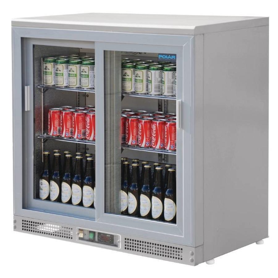 Bar Display Cooler | Silver | 2 Glass Sliding Doors