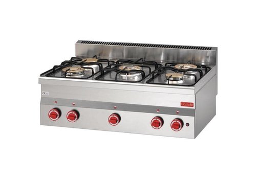  Gastro-M Cuisinière à gaz Modèle de table en acier inoxydable 15,5 kW | 5 brûleurs 