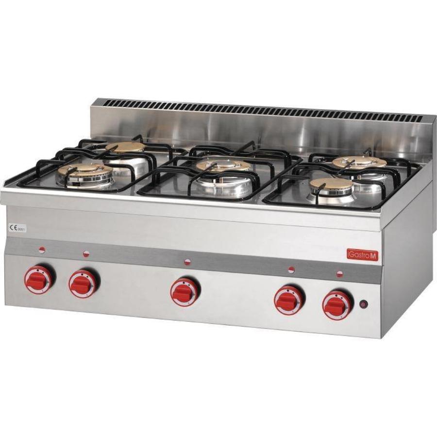 Cuisinière à gaz Modèle de table en acier inoxydable 15,5 kW | 5 brûleurs