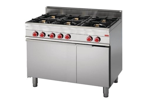  Gastro-M Cuisinière à gaz professionnelle avec four à gaz puissant | 6 brûleurs 