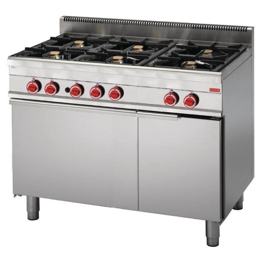 Cuisinière à gaz professionnelle avec four à gaz puissant | 6 brûleurs