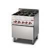 Gastro-M Cuisinière à gaz en acier inoxydable avec four à gaz | 4 brûleurs