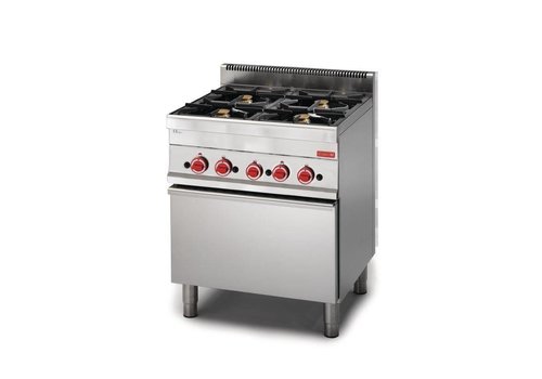  Gastro-M RVS Gas Fornuis met Gas Oven | 4 Branders 