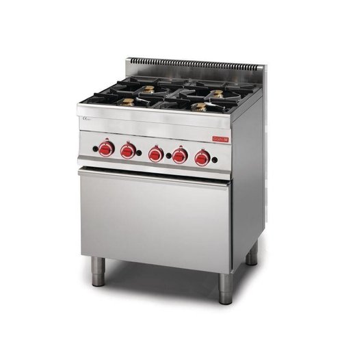  Gastro-M RVS Gas Fornuis met Gas Oven | 4 Branders 