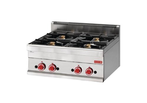  Gastro-M Cuisinière à gaz en acier inoxydable modèle de table 17,2 kW | 4 brûleurs 