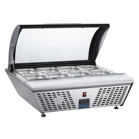 Refrigerated preparation counter with cutting board stainless steel