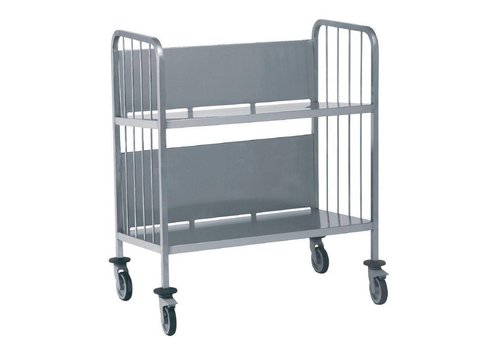  HorecaTraders Tellerwagen mit 2 Etagen Edelstahl 116(h)x93x67cm 
