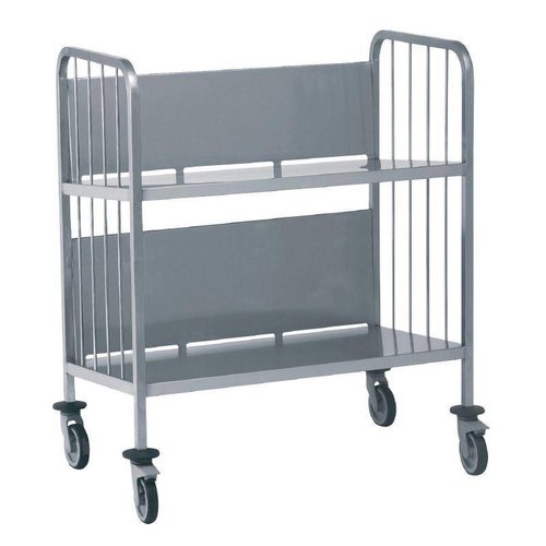  HorecaTraders Chariot à assiettes avec 2 étagères en acier inoxydable 116(h)x93x67cm 