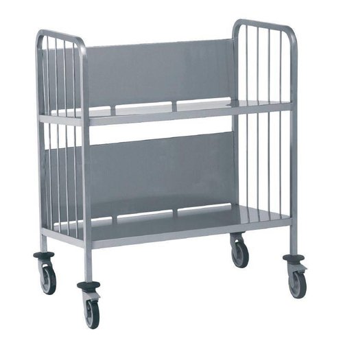  HorecaTraders Plate trolley with 2 blades stainless steel 116 (h) x93x67cm 