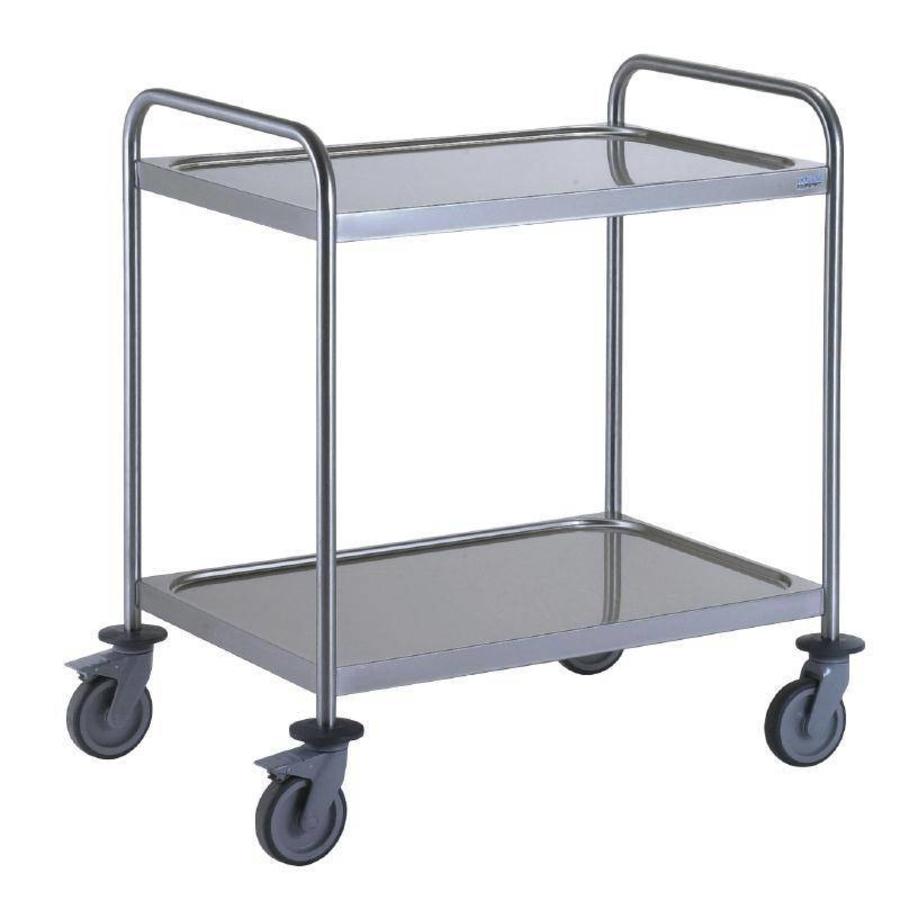 Serving trolley with 2 trays | stainless steel | WELDED | 53(h)x80cm