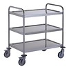 HorecaTraders Chariot de service avec 3 plateaux | acier inoxydable | 53(h)x80cm
