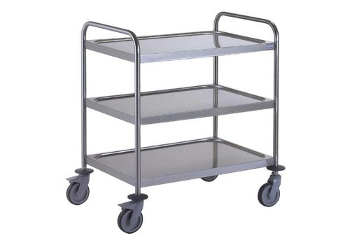  HorecaTraders Serving Trolley with 3 Trays | stainless steel | 53(h)x80cm 