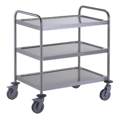  HorecaTraders Serving Trolley with 3 Trays | stainless steel | 53(h)x80cm 