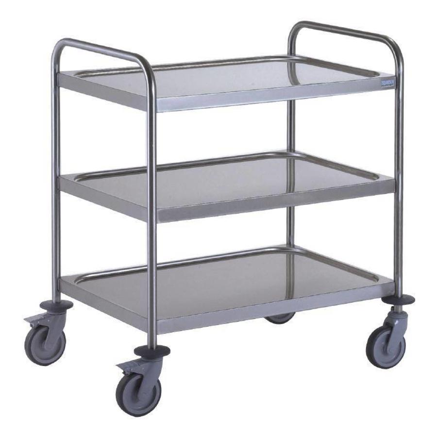 Chariot de service avec 3 plateaux | acier inoxydable | 53(h)x80cm