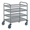 HorecaTraders Serving trolley with 4 shelves | Stainless steel | 95(h)x81x53cm