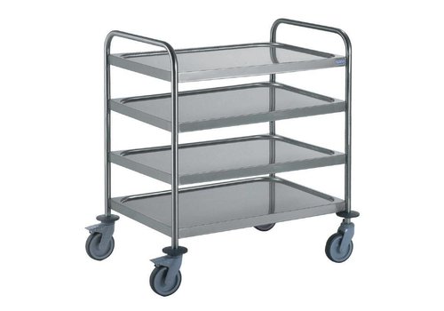  HorecaTraders Serving trolley with 4 trays | stainless steel | 95(h)x81x53cm 