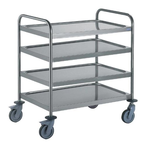  HorecaTraders Serving trolley with 4 trays | stainless steel | 95(h)x81x53cm 
