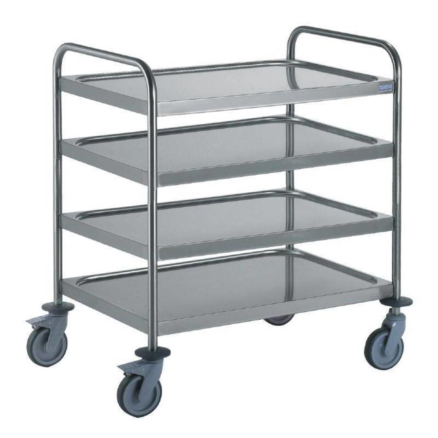 Serving trolley with 4 trays | stainless steel | 95(h)x81x53cm