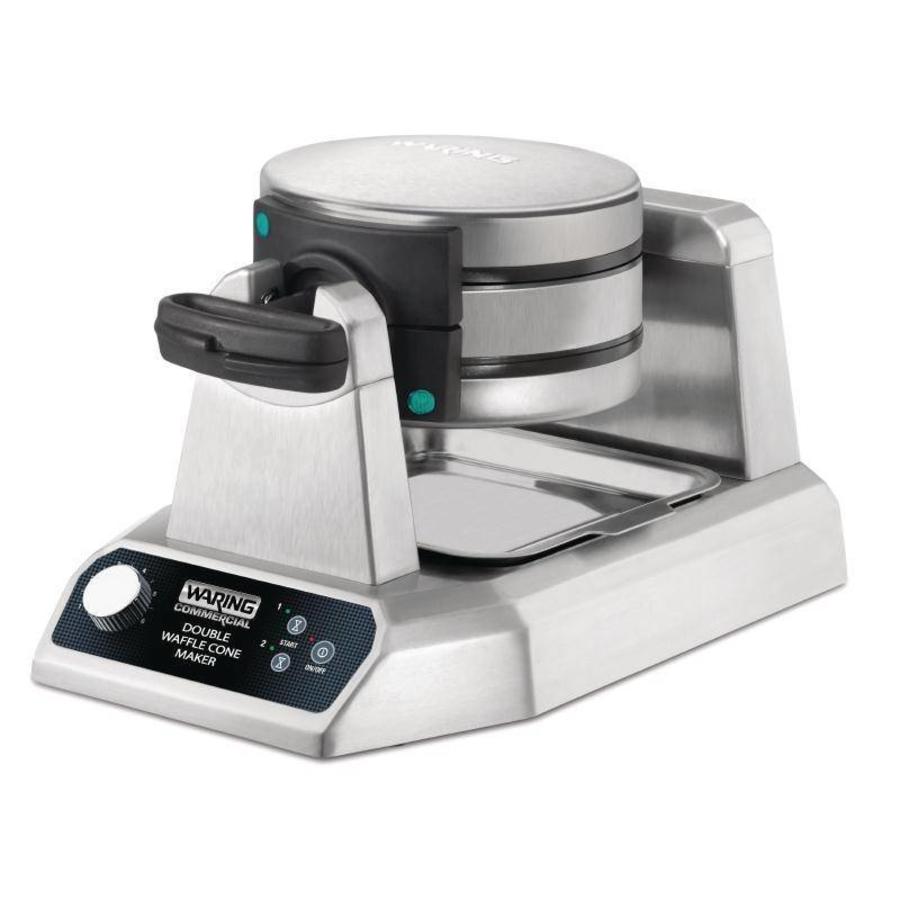 Eiswaffelmaschine aus Edelstahl | rund | Doppelt | 120 Zapfen/Stunde