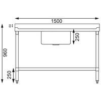 Stainless steel sink table | Sink Middle | 150x60x90 cm