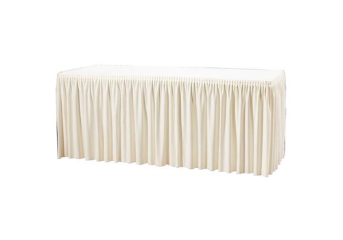  HorecaTraders Table Skirt | cream - pleated | 73cm(h) x 75cm(w) x 182cm 