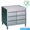 HorecaTraders Kommode aus Edelstahl | 6 Schubladen | 80 x 70 x h88/90 cm