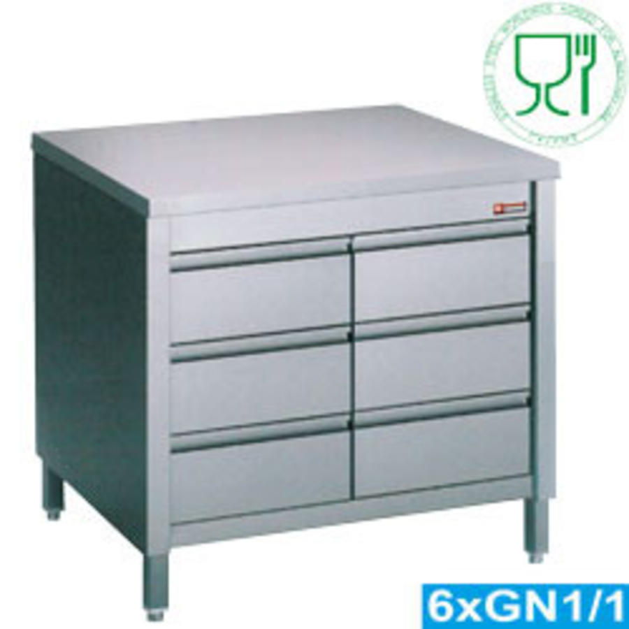 Kommode aus Edelstahl | 6 Schubladen | 80 x 70 x h88/90 cm