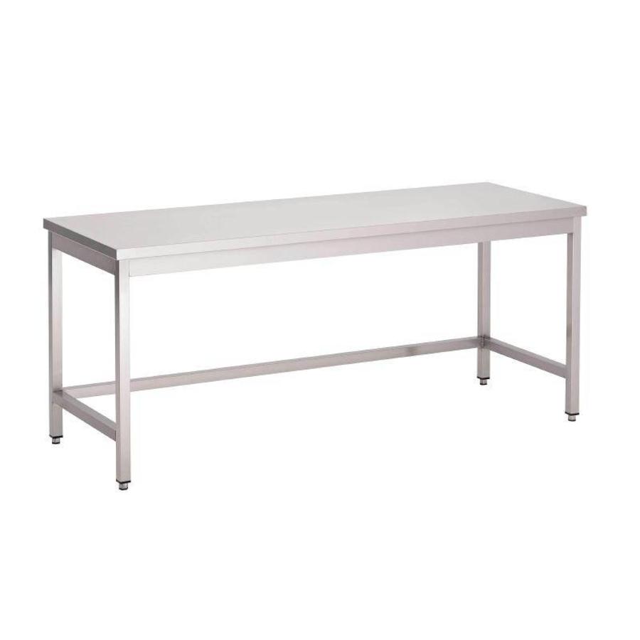 Tables de travail en acier inoxydable sans étagère inférieure | 8 tailles