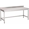 HorecaTraders Stainless Steel Table with Rear Curb | 8 Dimensions