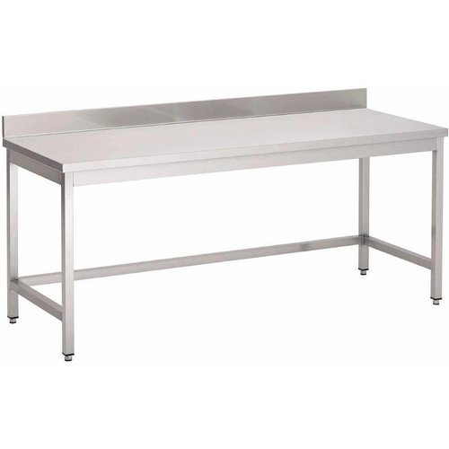  HorecaTraders Stainless Steel Table with Rear Curb | 8 Dimensions 