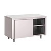 HorecaTraders Work table with sliding doors stainless steel | 7 Formats