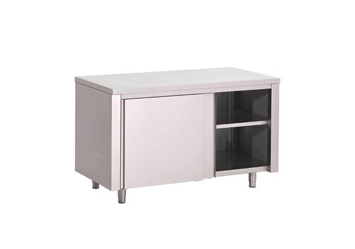  HorecaTraders Work table with sliding doors stainless steel | 7 Formats 