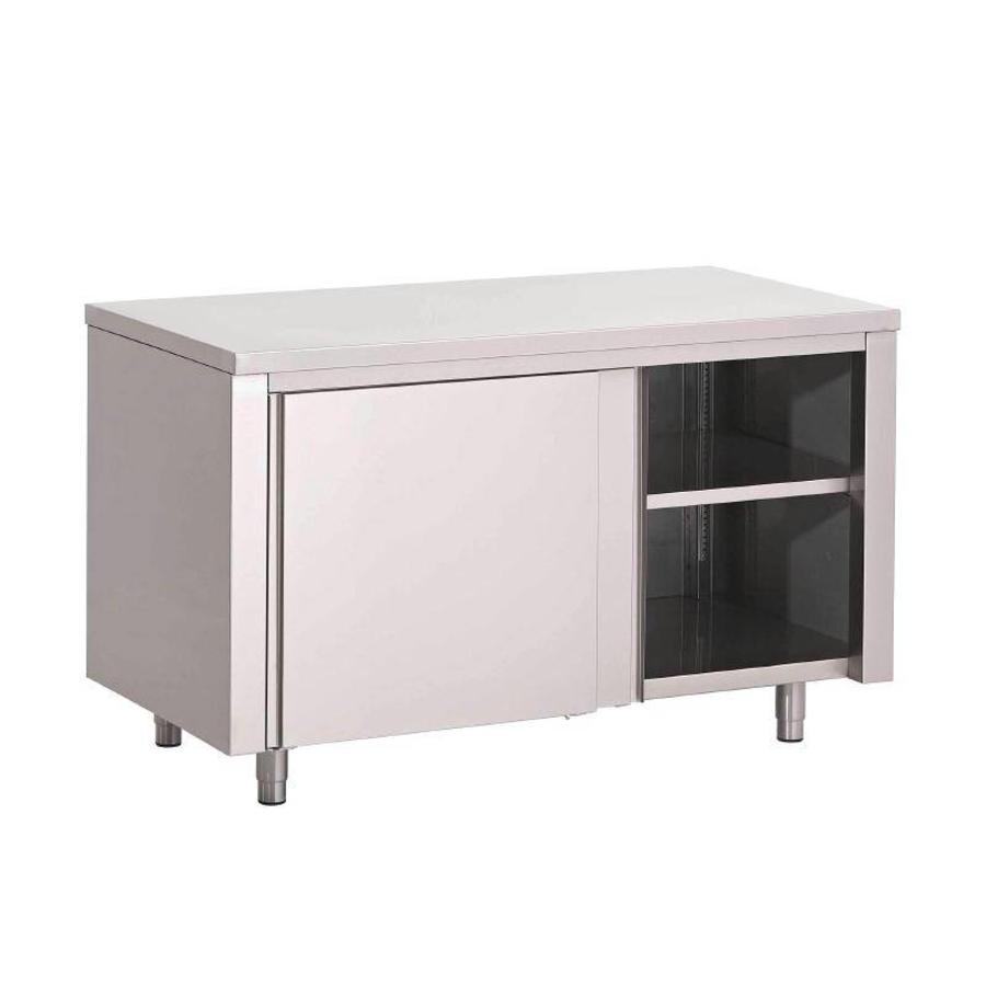 Work table with sliding doors stainless steel | 7 Formats