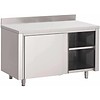HorecaTraders Armoire de travail en acier inoxydable avec dosseret et portes coulissantes | 7 formats