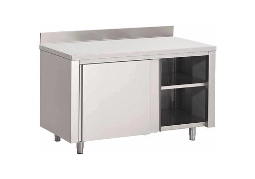  HorecaTraders Stainless Steel Tool Cabinet with Splash Edge and Sliding Doors | 7 Formats 